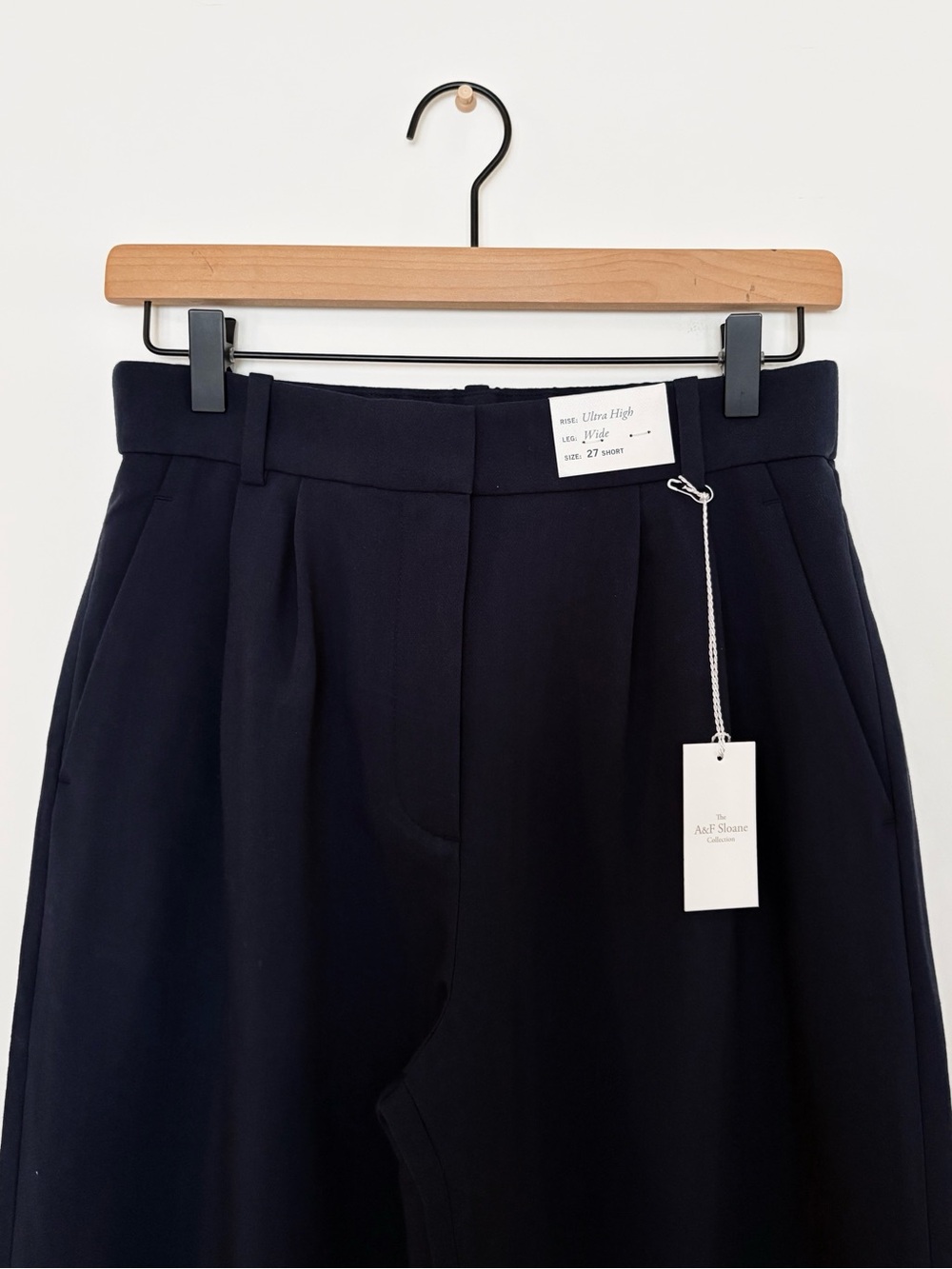 Abercrombie & Fitch Sloane Tailored Wide-leg Pants in Navy Size 27 short - Picture 7 of 8